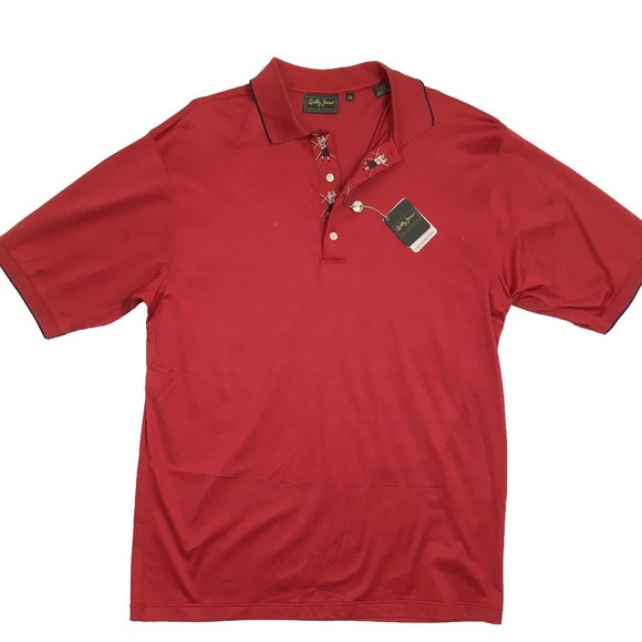 NEW Bobby Jones Collection Golf Shirt!MRust OrangeNavy TrimMADE IN ITALY